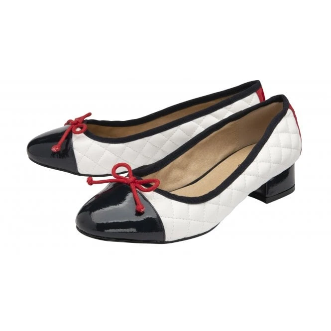 White, Navy & Red Ivy Ballerina Shoes | Lotus 2 White, Navy & Red Ivy Ballerina Shoes | Lotus - Image 2