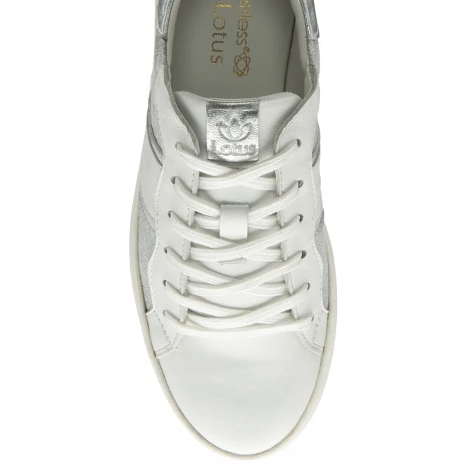 White & Silver Croc-Print Leather Simone Casual Trainers | Stressless By Lotus 4 White & Silver Croc-Print Leather Simone Casual Trainers | Stressless By Lotus - Image 4